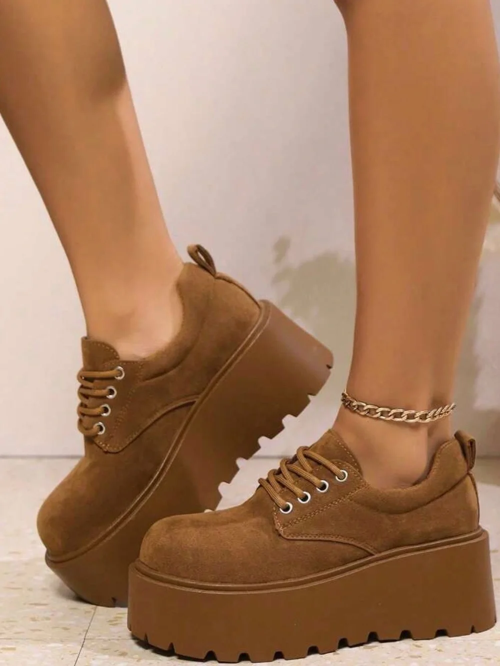 Women’s Platform Lace-Up Sneakers in Brown - Picture 11 of 13
